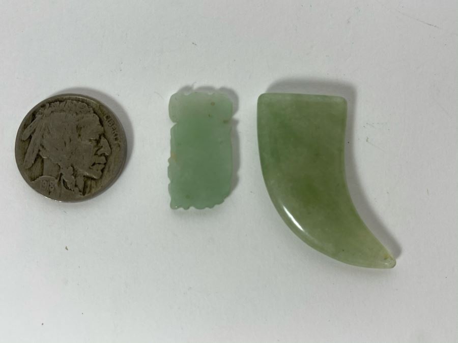 Pair Of Carved Jade Jadeite Pieces [Photo 4]