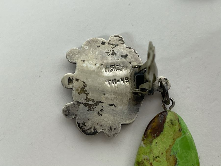 Vintage Sterling Silver Pendant And Pair Of Sterling Silver Turquoise Clip-On Earrings 26.5g [Photo 8]