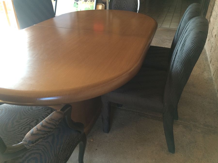 Custom Designer Dining Table with 2 Leaves and 6 Chairs [Photo 10]