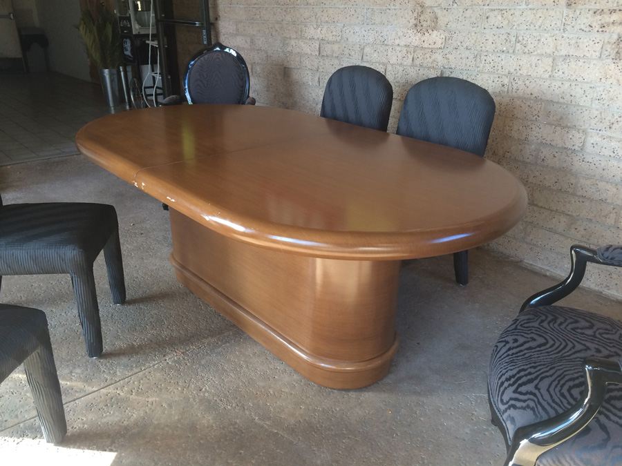 Custom Designer Dining Table with 2 Leaves and 6 Chairs [Photo 17]