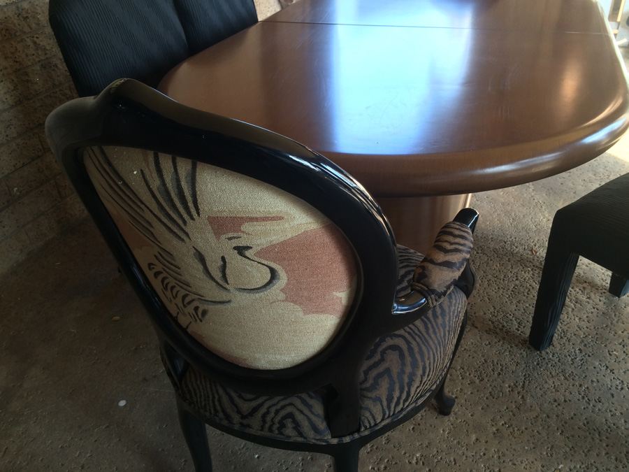 Custom Designer Dining Table with 2 Leaves and 6 Chairs [Photo 14]