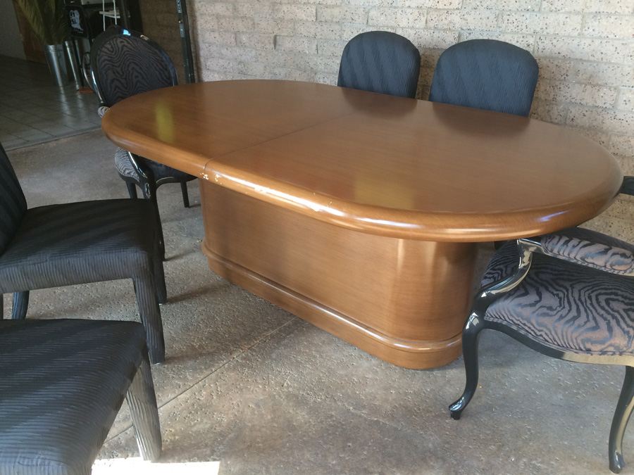 Custom Designer Dining Table with 2 Leaves and 6 Chairs [Photo 9]