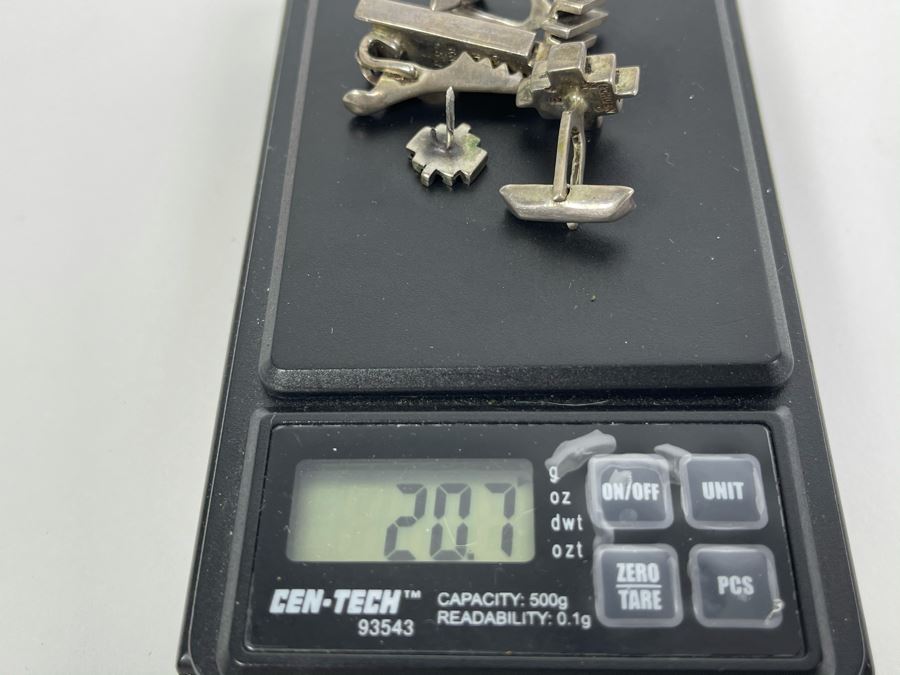 Vintage Sterling Silver Men's Cufflinks, Tie Tack And Tie Clip 20.7g [Photo 5]