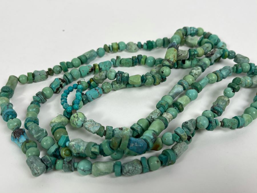 Turquoise Beaded Necklace 60'L [Photo 5]