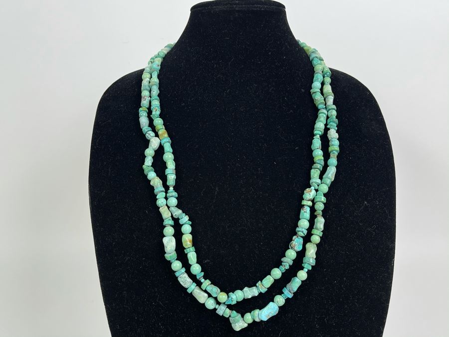 Turquoise Beaded Necklace 60'L [Photo 3]