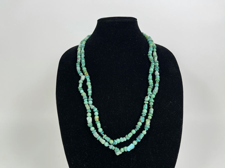 Turquoise Beaded Necklace 60'L