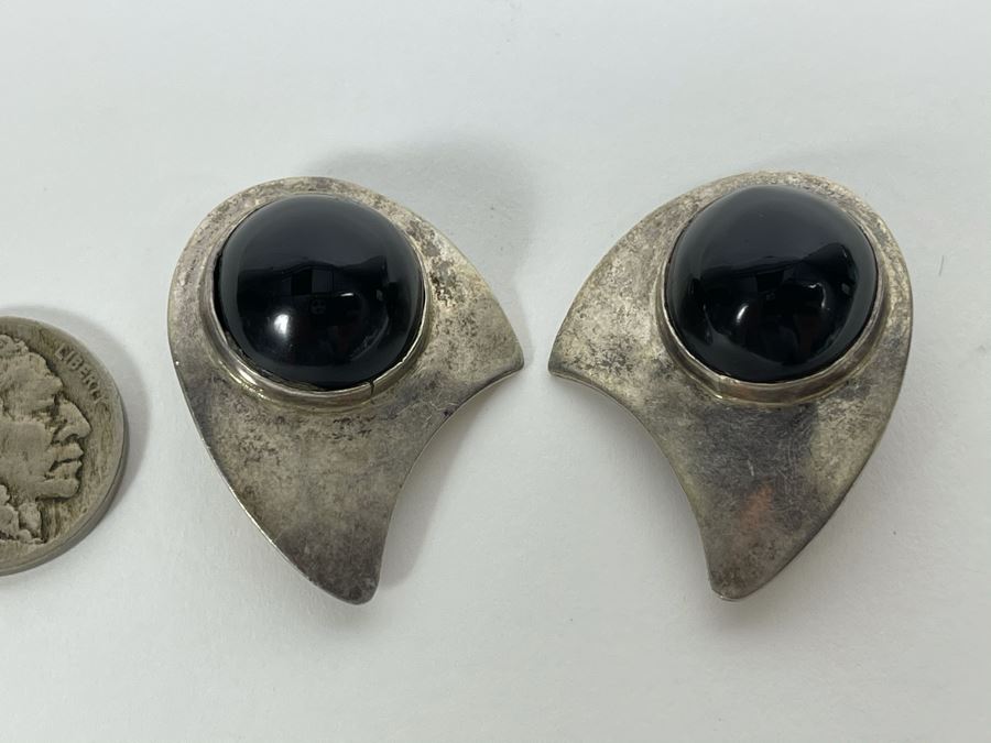 Vintage Sterling Silver Clip-On Earrings From Mexico 22.6g