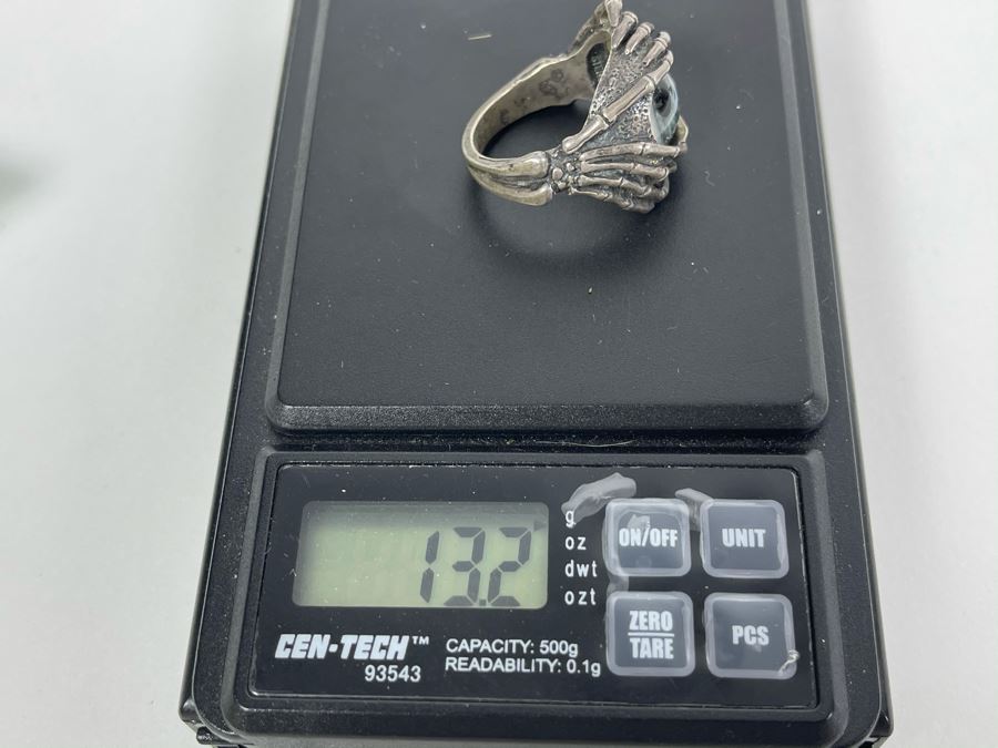 Sterling Silver Ring With Real Human Glass Eye Size 9 13.2g [Photo 9]