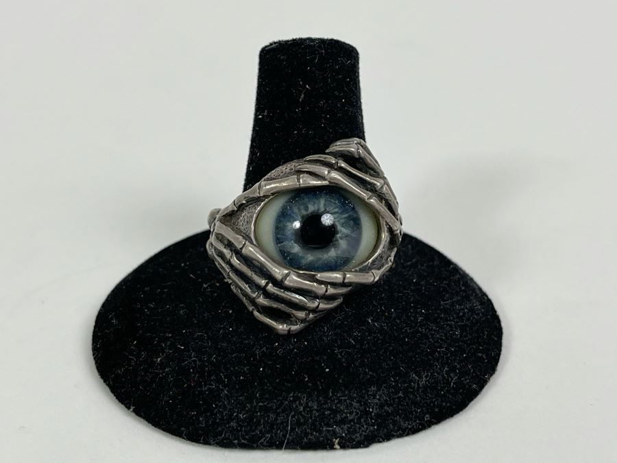 Sterling Silver Ring With Real Human Glass Eye Size 9 13.2g [Photo 3]