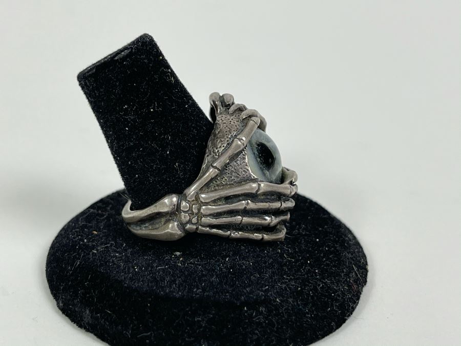 Sterling Silver Ring With Real Human Glass Eye Size 9 13.2g [Photo 4]