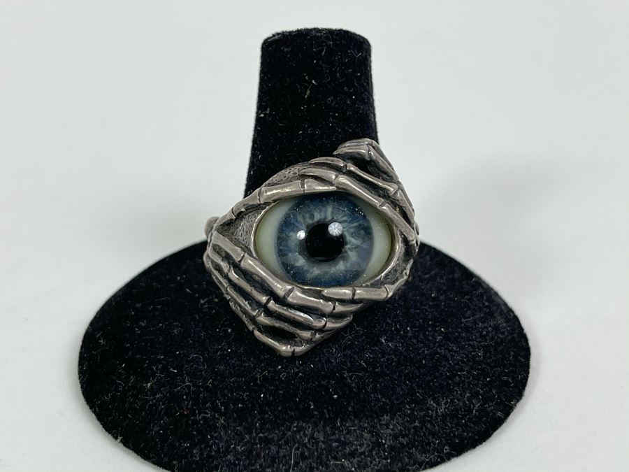 Sterling Silver Ring With Real Human Glass Eye Size 9 13.2g [Photo 2]