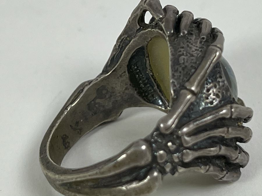 Sterling Silver Ring With Real Human Glass Eye Size 9 13.2g [Photo 7]