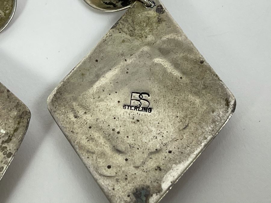 Vintage Native American Clip-On Earrings Signed BS 20g [Photo 7]