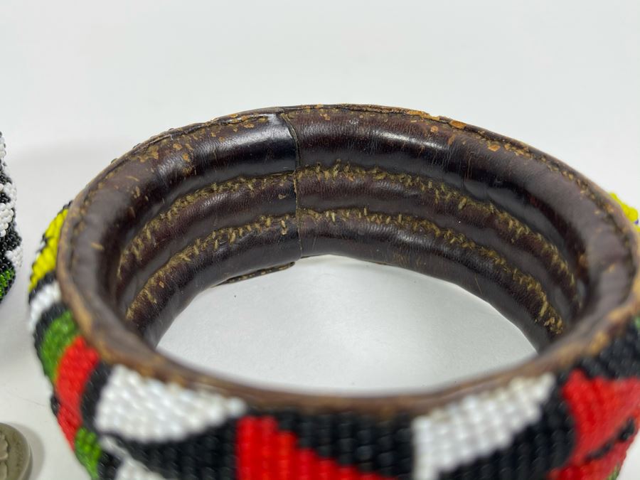 Pair Of Vintage African Beaded Cuff Bracelets [Photo 8]