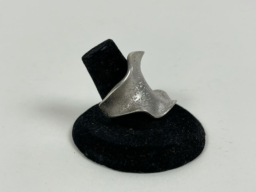Large Sterling Silver Modernist Ring Made In Italy Signed JCM Size 8 10.5g [Photo 3]