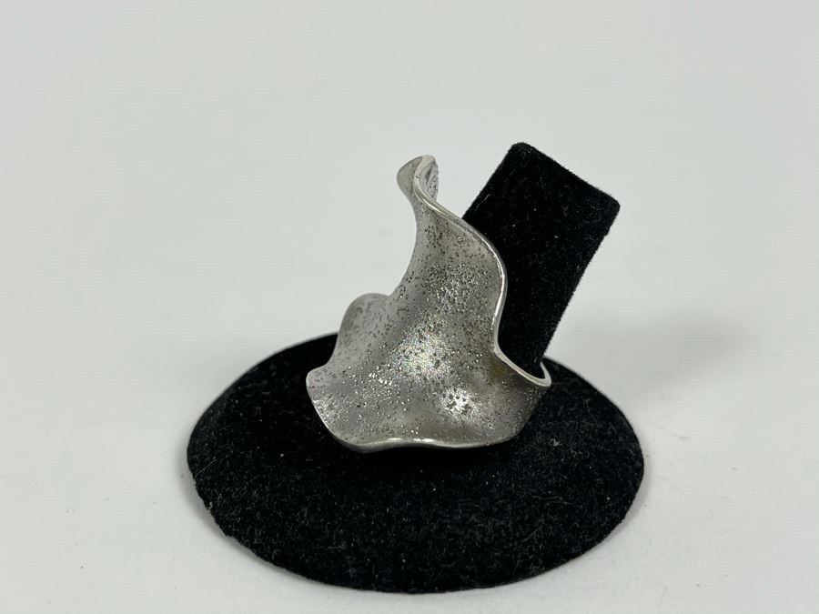 Large Sterling Silver Modernist Ring Made In Italy Signed JCM Size 8 10.5g [Photo 4]