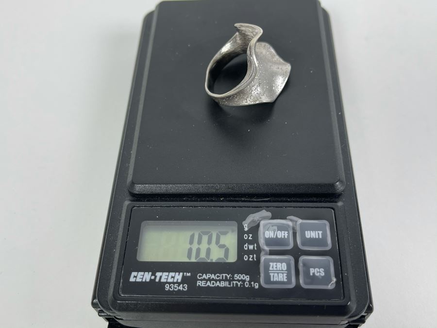 Large Sterling Silver Modernist Ring Made In Italy Signed JCM Size 8 10.5g [Photo 9]