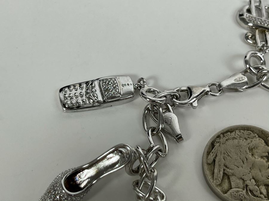 Sterling Silver Charm Bracelet 27.3g [Photo 4]
