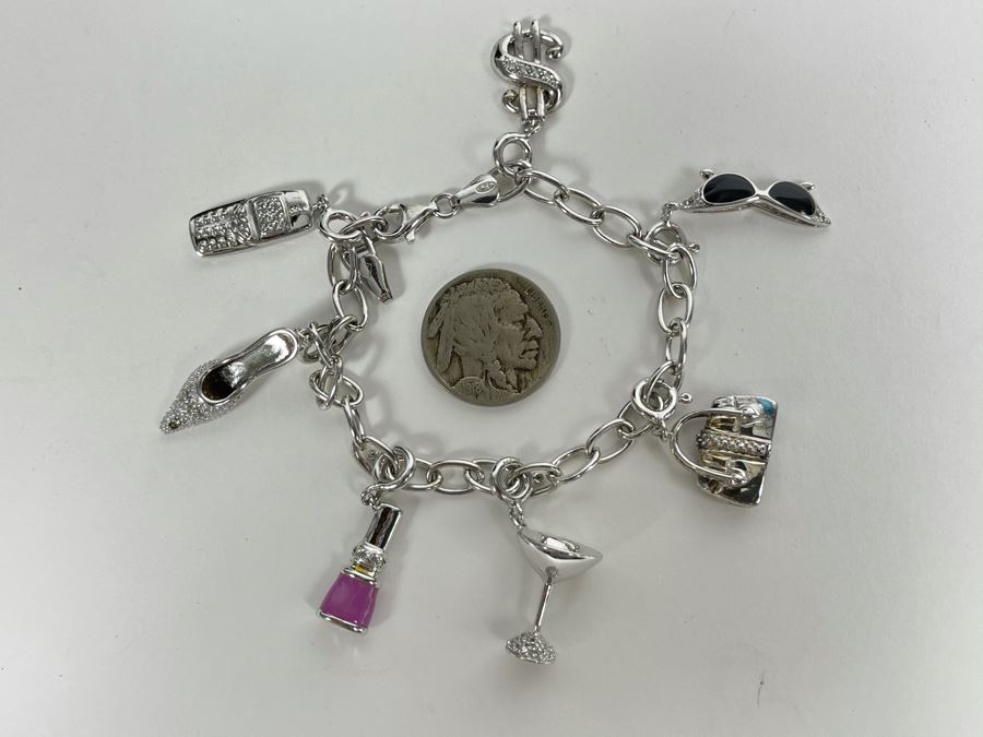 Sterling Silver Charm Bracelet 27.3g [Photo 1]