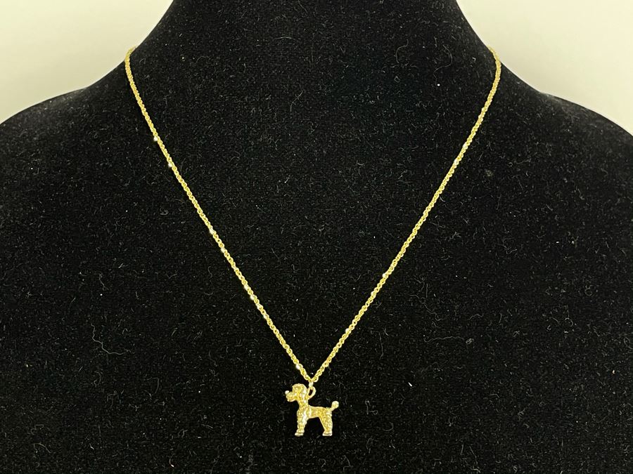 14K Gold Poodle Pendant With 14K Gold Italian Chain Necklace 5.8g [Photo 3]