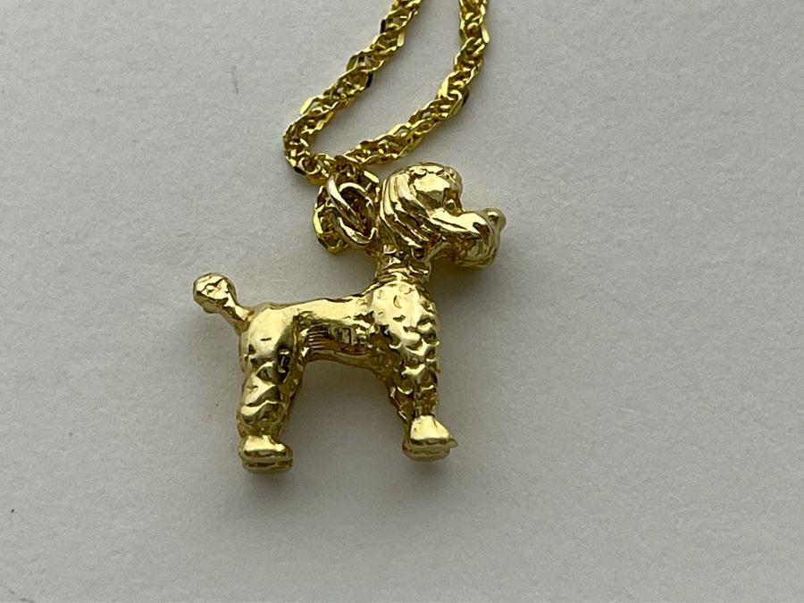 14K Gold Poodle Pendant With 14K Gold Italian Chain Necklace 5.8g [Photo 7]