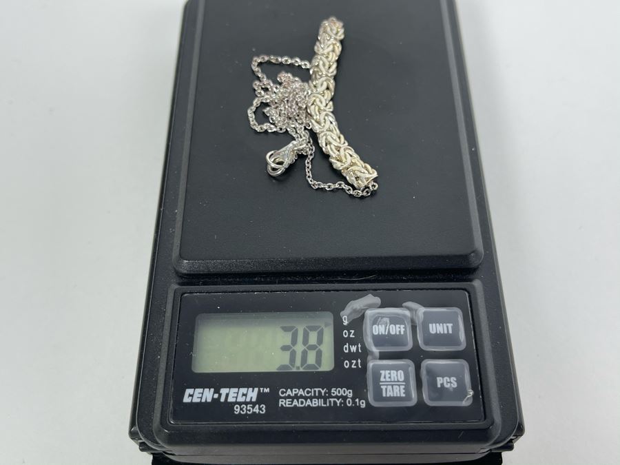 Sterling Silver Pendant 18' Chain Necklace 3.8g [Photo 7]