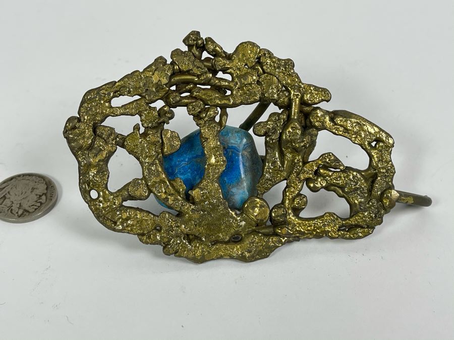 Statement Brass Pendant With Large Turquoise Nugget 133g [Photo 5]