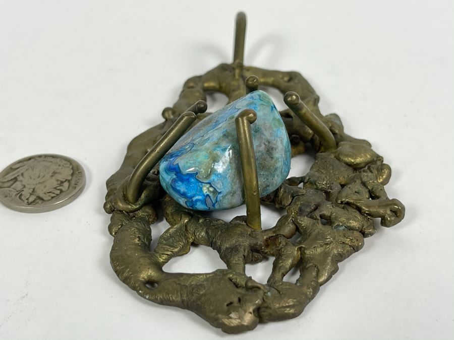 Statement Brass Pendant With Large Turquoise Nugget 133g