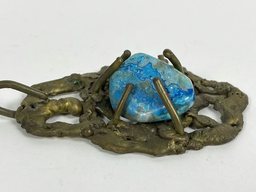 Statement Brass Pendant With Large Turquoise Nugget 133g [Photo 3]