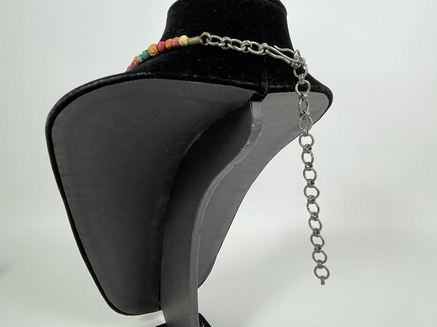 Large Ethnic Folk Art Hand Painted Animals 40' Necklace [Photo 11]