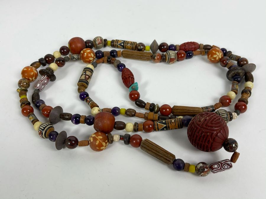 Large Vintage Multi-Beaded 48' Necklace