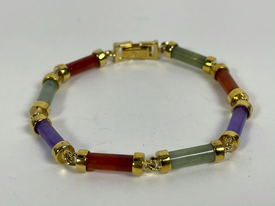 Sterling Silver Colored Stone Bracelet 12.6g [Photo 2]