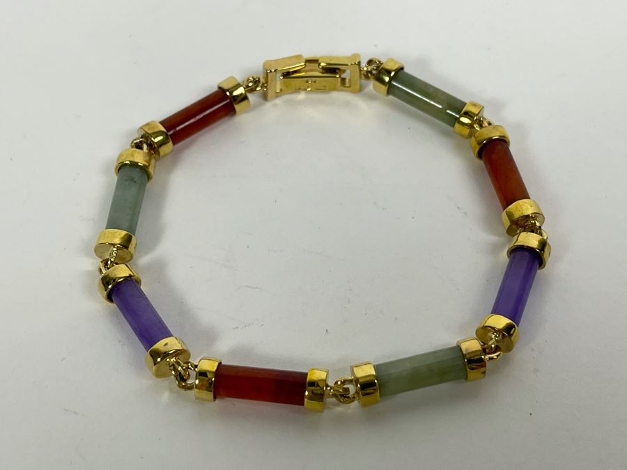 Sterling Silver Colored Stone Bracelet 12.6g [Photo 4]