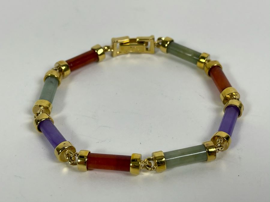 Sterling Silver Colored Stone Bracelet 12.6g [Photo 3]