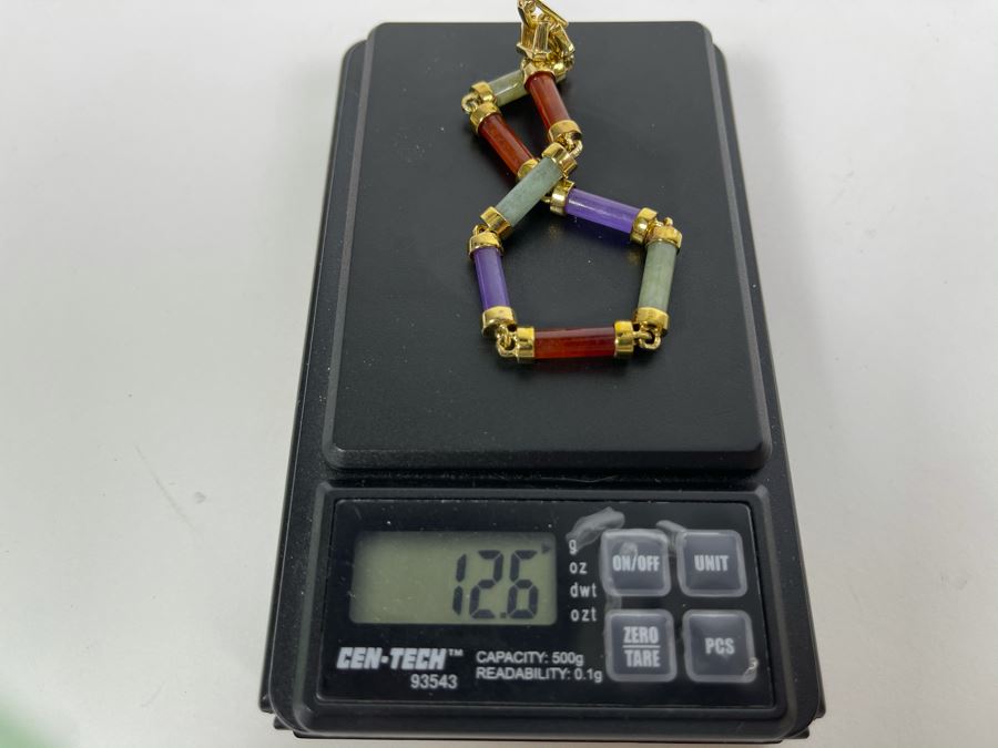 Sterling Silver Colored Stone Bracelet 12.6g [Photo 7]