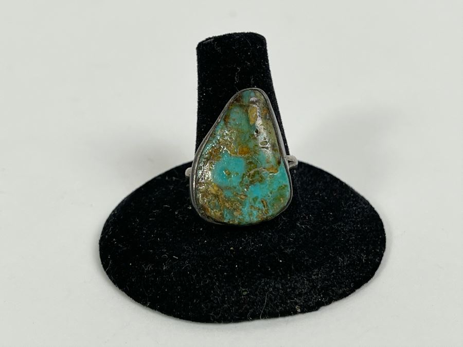 Vintage Sterling Silver Turquoise Ring Size 8.5 4.7g [Photo 3]