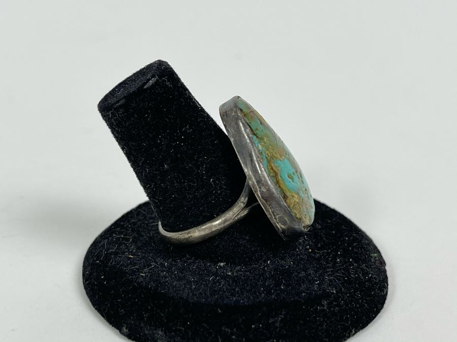 Vintage Sterling Silver Turquoise Ring Size 8.5 4.7g [Photo 4]