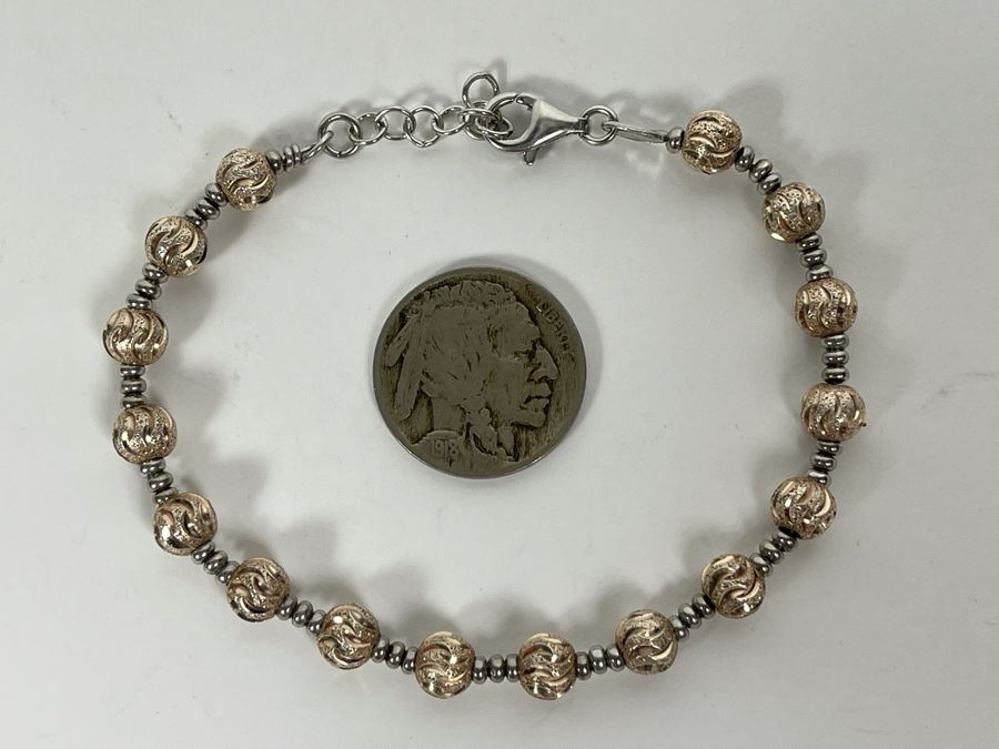 Sterling Silver Italian 8' Bracelet 9.8g [Photo 3]