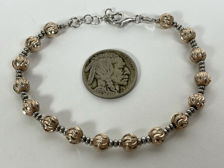 Sterling Silver Italian 8' Bracelet 9.8g [Photo 1]