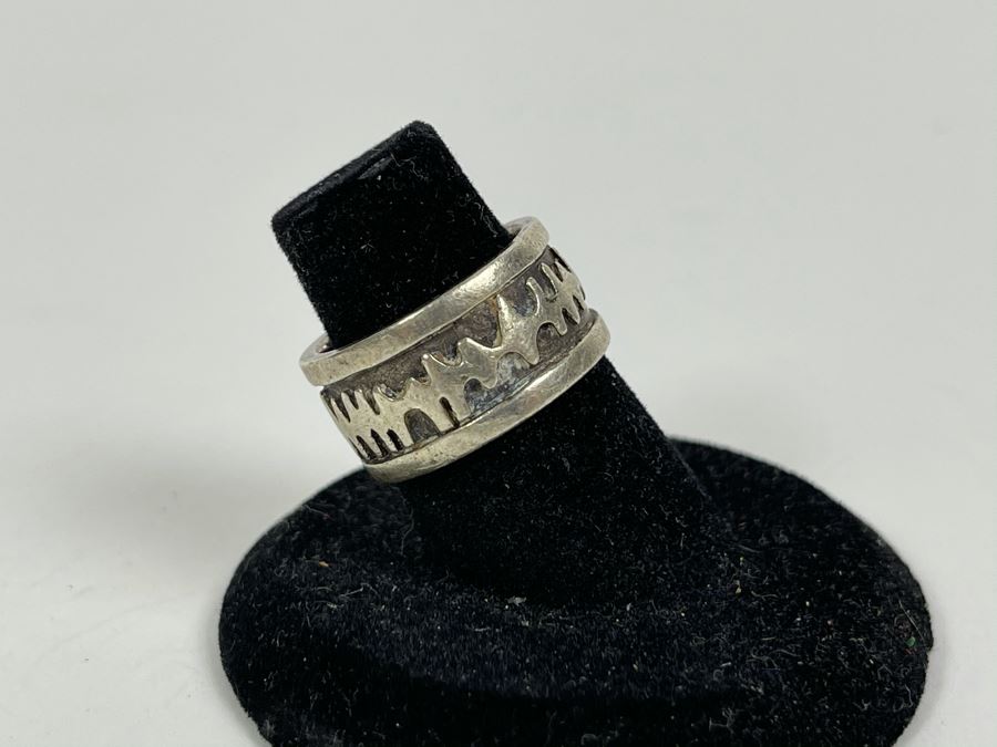 Vintage Sterling Silver Modernist Ring Size 6 8.7g [Photo 5]