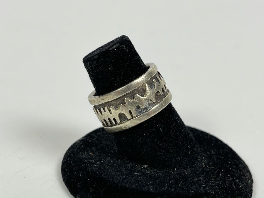 Vintage Sterling Silver Modernist Ring Size 6 8.7g [Photo 4]