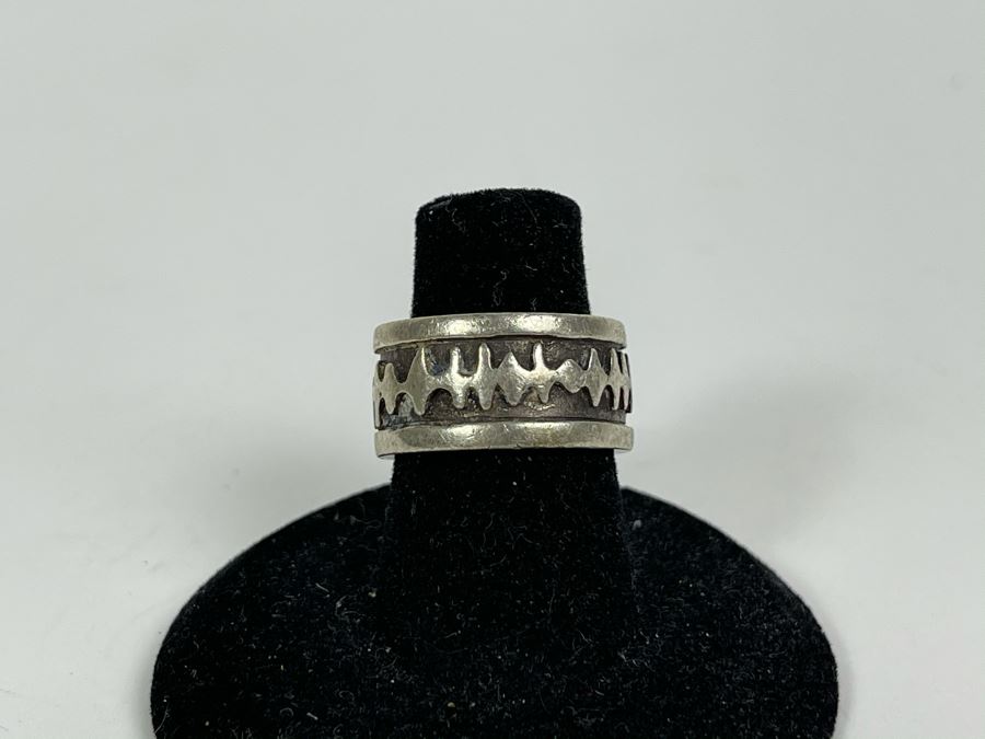 Vintage Sterling Silver Modernist Ring Size 6 8.7g [Photo 2]