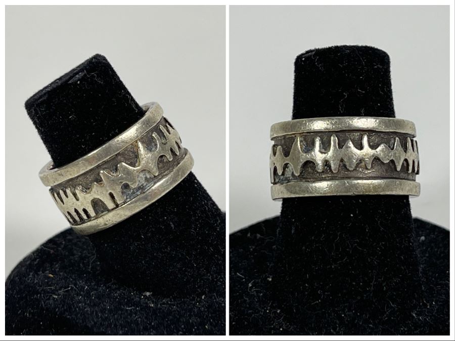 Vintage Sterling Silver Modernist Ring Size 6 8.7g [Photo 1]