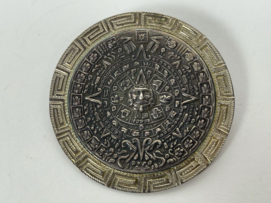 Vintage Sterling Silver Repousse Mexican Pendant Brooch Pin 15.8g [Photo 3]