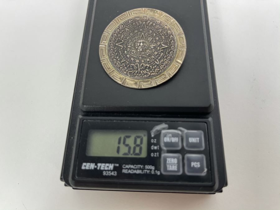 Vintage Sterling Silver Repousse Mexican Pendant Brooch Pin 15.8g [Photo 7]