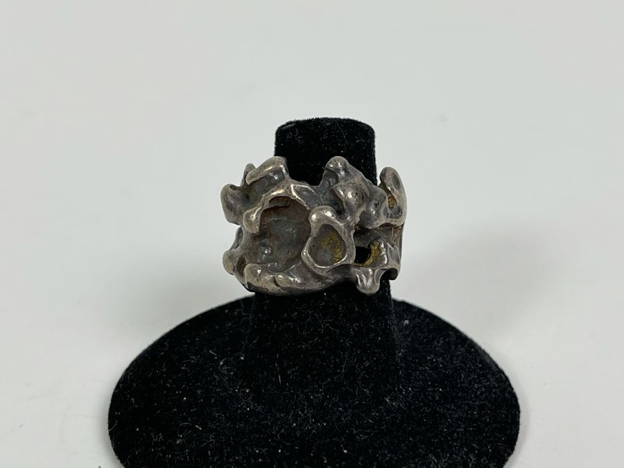 Vintage Sterling Silver Modernist Ring Size 6 Signed Gusterman's 17g [Photo 3]