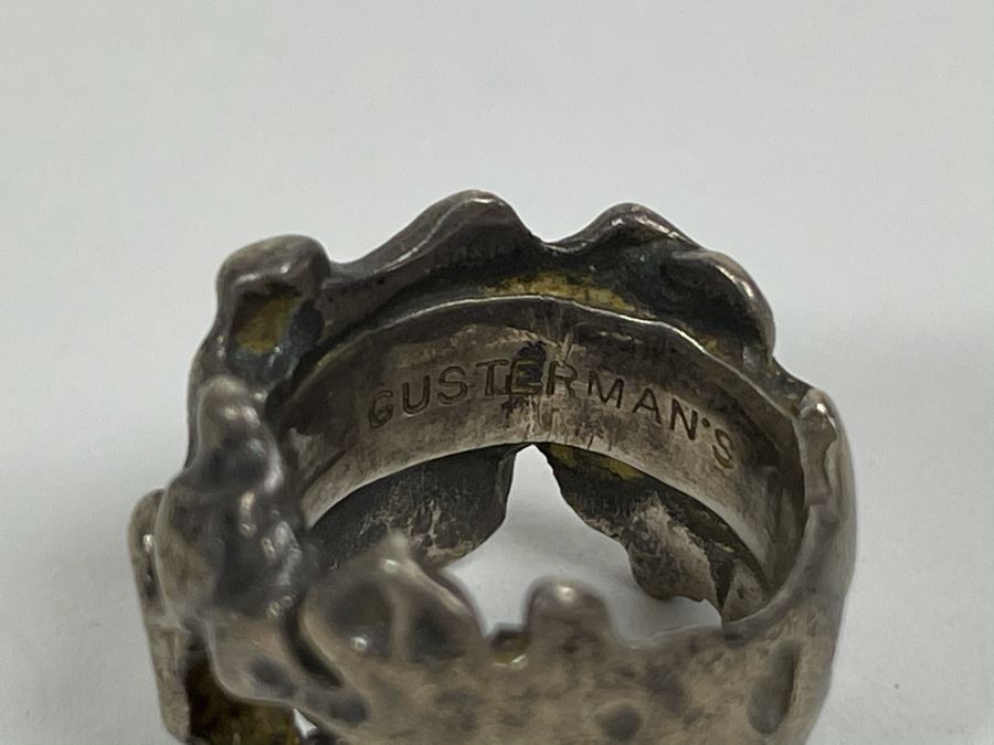 Vintage Sterling Silver Modernist Ring Size 6 Signed Gusterman's 17g [Photo 6]