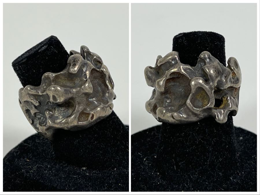 Vintage Sterling Silver Modernist Ring Size 6 Signed Gusterman's 17g [Photo 1]