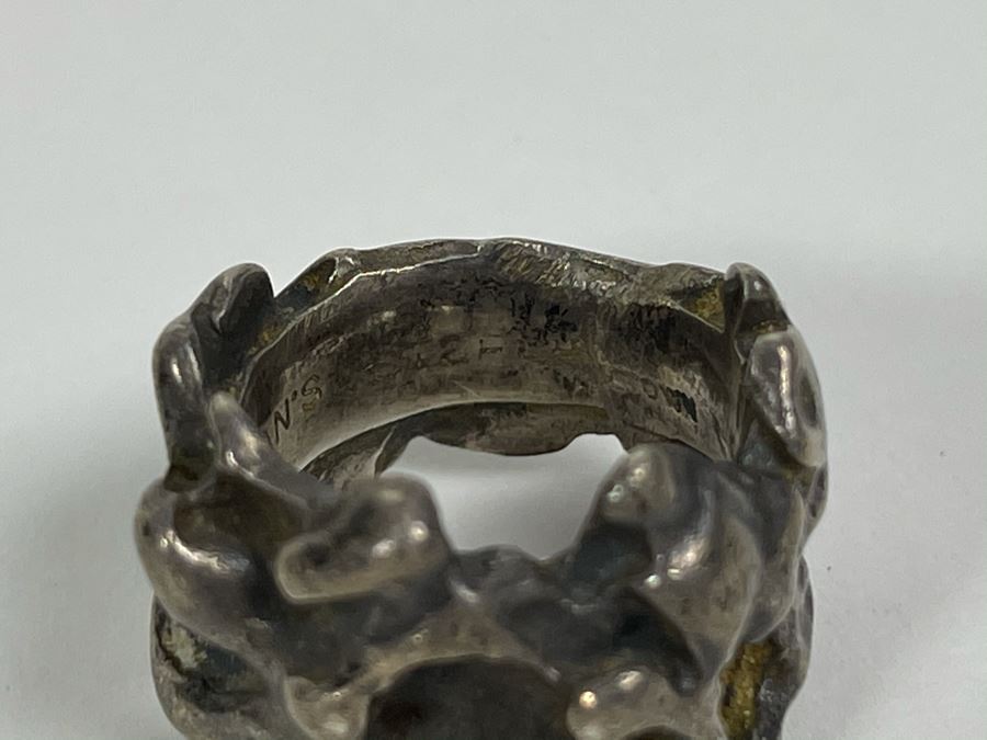 Vintage Sterling Silver Modernist Ring Size 6 Signed Gusterman's 17g [Photo 7]