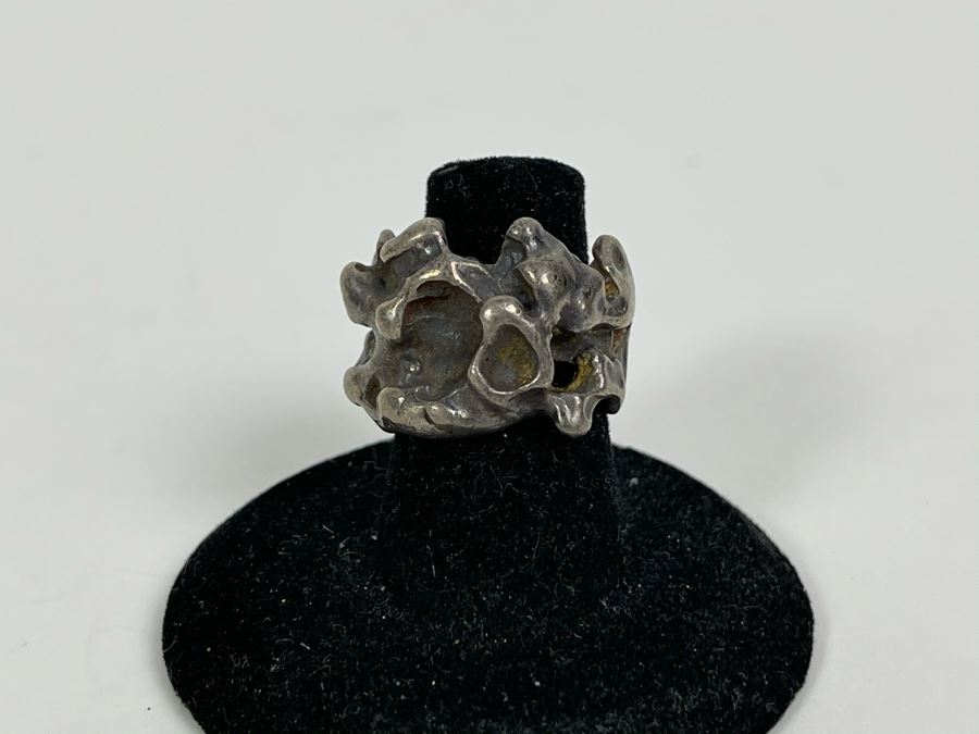 Vintage Sterling Silver Modernist Ring Size 6 Signed Gusterman's 17g [Photo 2]